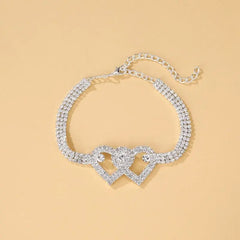 Double Heart Anklet Bracelet