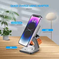 3-in-1 Magnetic Wireless Phone Charger (Compatible with iPhone, AirPods, iWatch, Samsung Galaxy, Samsung Note)