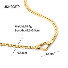 Women's Gold Plated Cuban Link Heart Necklace